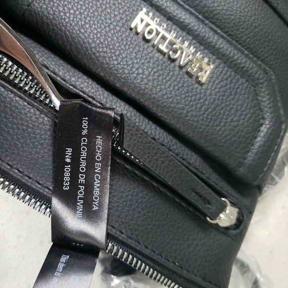 Kenneth Cole Gabriella Mini Crossbody 8” X 7” Zipper Top Pouch Snap Pouch Black - Picture 8 of 12